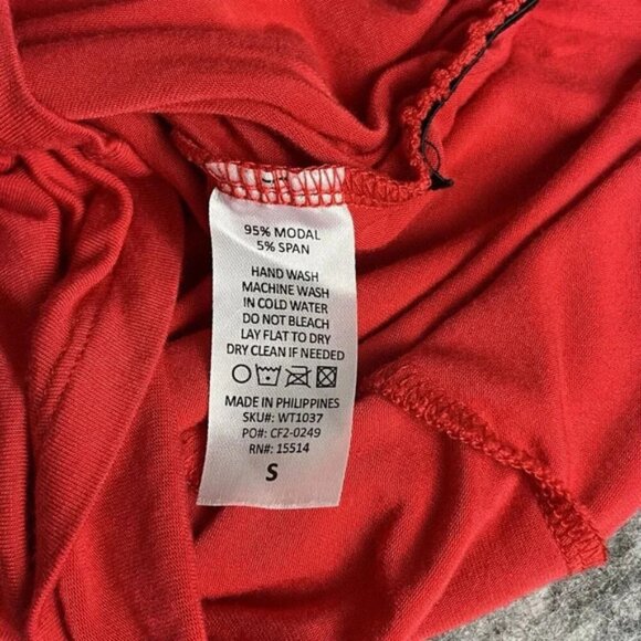 Made By Johnny Top Womens S Red Ruched Sides Oversized Casual Soft Modal - Picture 7 of 10